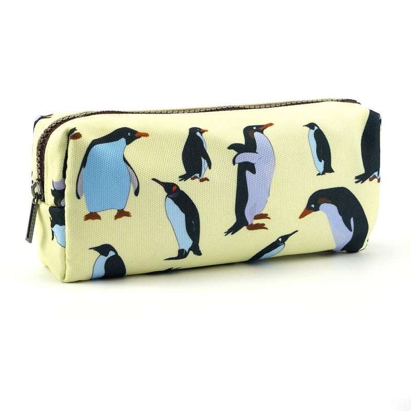 LParkin Penguins Canvas Pencil Case Pen Bag Pouch Stationary Case Makeup Cosmetic Bag Gadget Box - Image 1